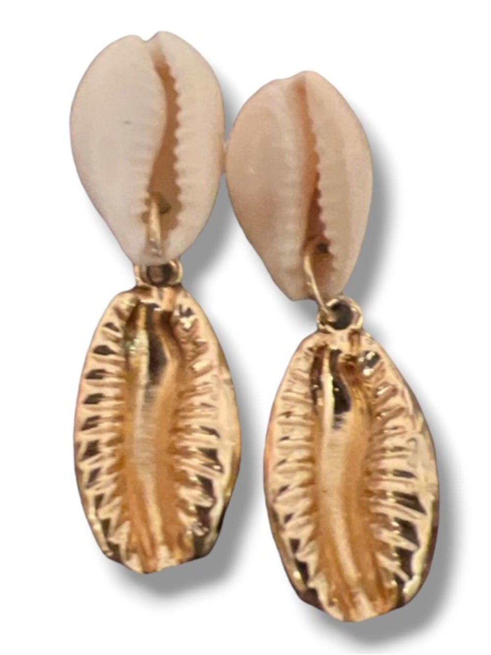 H&M Women’s Sea Shell Gold Stud Summer Beach Statement Ocean Earrings